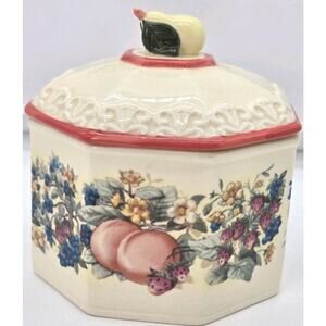 Vintage Avon Sweet Country Harvest Cannister Octagon Cottagecore Farmhouse Lid